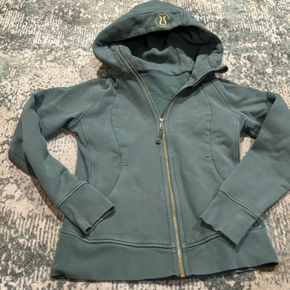 Lululemon Scuba Full-Zip Hoodie Green S/Medium Forest Gold Zipper Classic